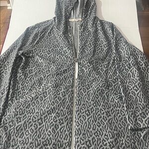 Soft Surroundings Gray Leopard Print Zip-Up long sleeve